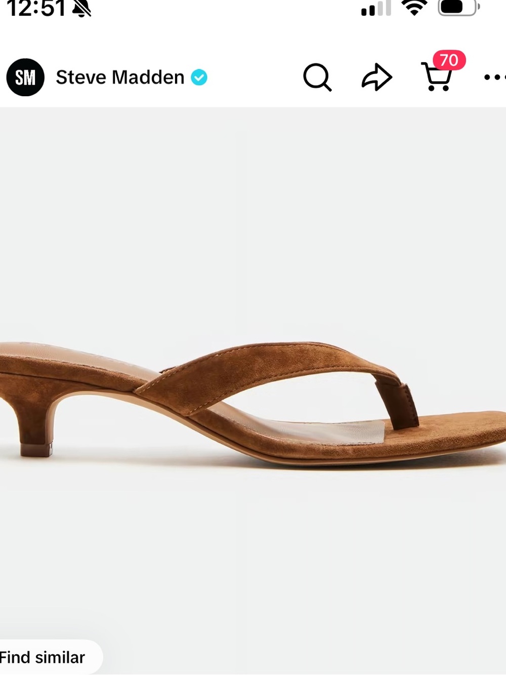 Steve Madden Tracie Chestnut Suede Kitten Heel Sandals - Picture 7 of 11